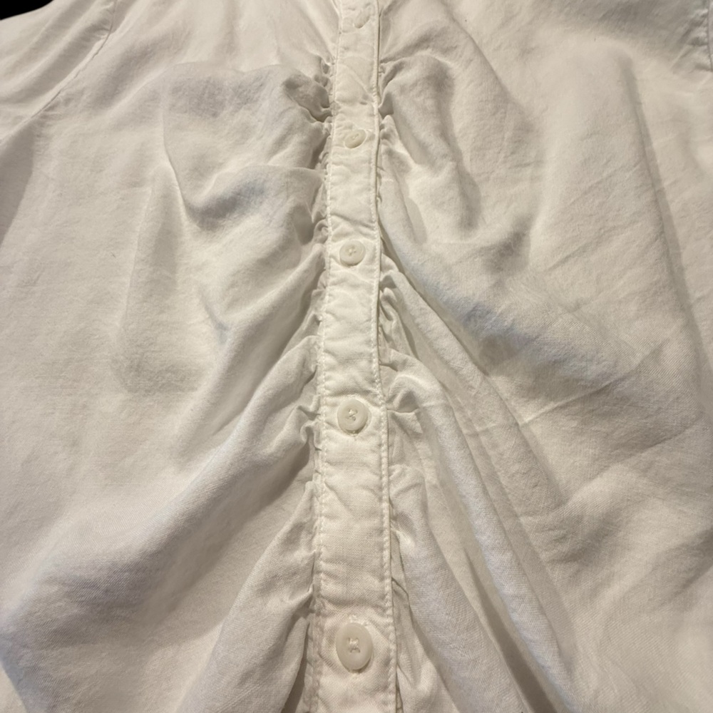 Anthropologie Cloth & Stone Classic White Button-Up Top with a Sheered front - Picture 11 of 12